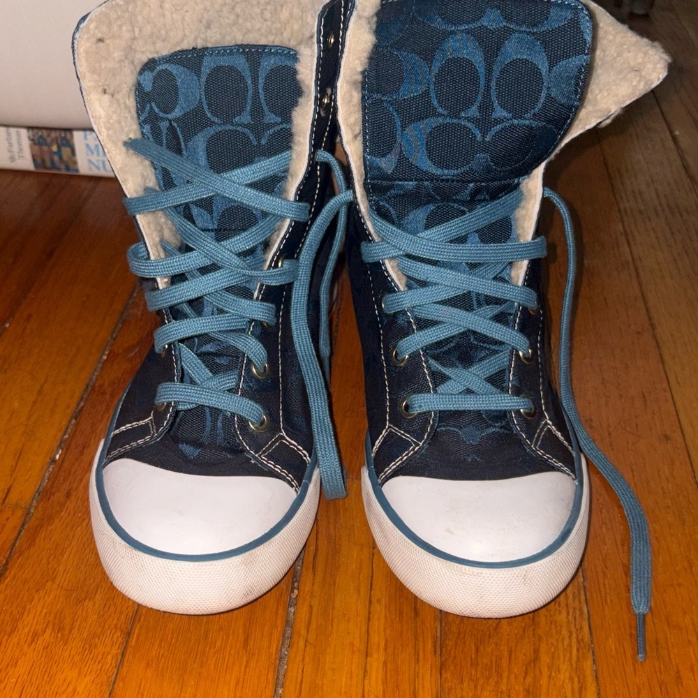 Coach High-Top Sneakers with Logo Pattern - Picture 7 of 14